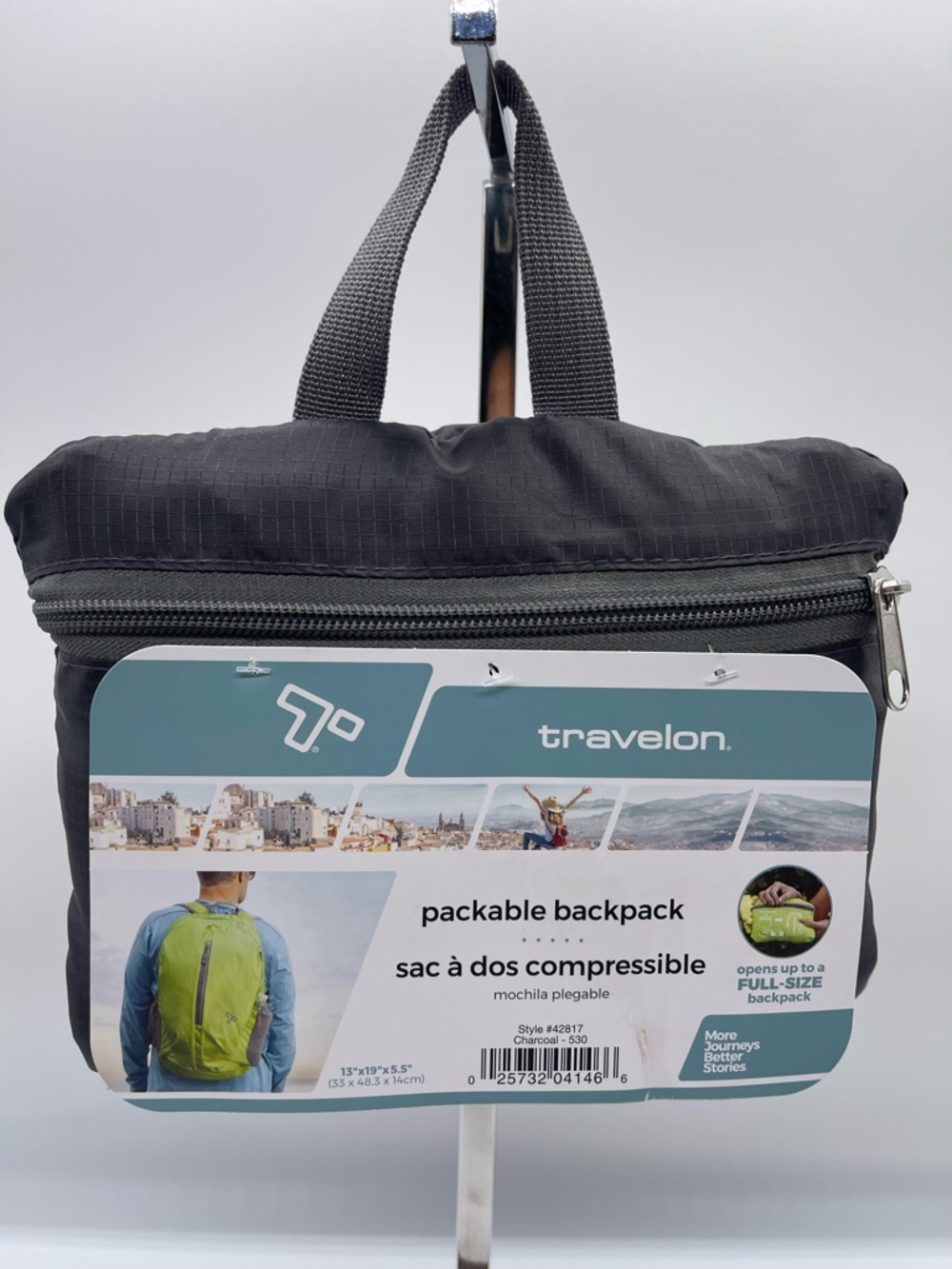 Travelon Black Packable Backpack - Compact Foldable Travel Pack